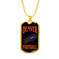 Denver Fan Necklace Dog Tag Stainless Steel or 18k Gold 24" Chain - Express Your Love Gifts