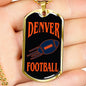 Denver Fan Necklace Dog Tag Stainless Steel or 18k Gold 24" Chain - Express Your Love Gifts