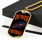 Denver Fan Necklace Dog Tag Stainless Steel or 18k Gold 24" Chain - Express Your Love Gifts