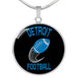 Detroit Circle Pendant Football Fan Necklace Stainless Steel or 18k Gold 18-22" - Express Your Love Gifts