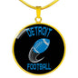 Detroit Circle Pendant Football Fan Necklace Stainless Steel or 18k Gold 18-22" - Express Your Love Gifts