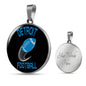 Detroit Circle Pendant Football Fan Necklace Stainless Steel or 18k Gold 18-22" - Express Your Love Gifts