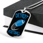 Detroit Fan Necklace Dog Tag Stainless Steel or 18k Gold 24" Chain - Express Your Love Gifts