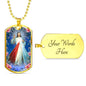 Divine Mercy Catholic Necklace Stainless Steel or 18k Gold Dog Tag 24" Chain-Express Your Love Gifts