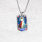 Divine Mercy Catholic Necklace Stainless Steel or 18k Gold Dog Tag 24" Chain-Express Your Love Gifts