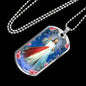 Divine Mercy Catholic Necklace Stainless Steel or 18k Gold Dog Tag 24" Chain-Express Your Love Gifts