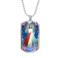 Divine Mercy Catholic Necklace Stainless Steel or 18k Gold Dog Tag 24" Chain-Express Your Love Gifts