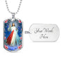 Divine Mercy Catholic Necklace Stainless Steel or 18k Gold Dog Tag 24" Chain-Express Your Love Gifts