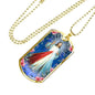 Divine Mercy Catholic Necklace Stainless Steel or 18k Gold Dog Tag 24" Chain-Express Your Love Gifts