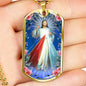 Divine Mercy Catholic Necklace Stainless Steel or 18k Gold Dog Tag 24" Chain-Express Your Love Gifts