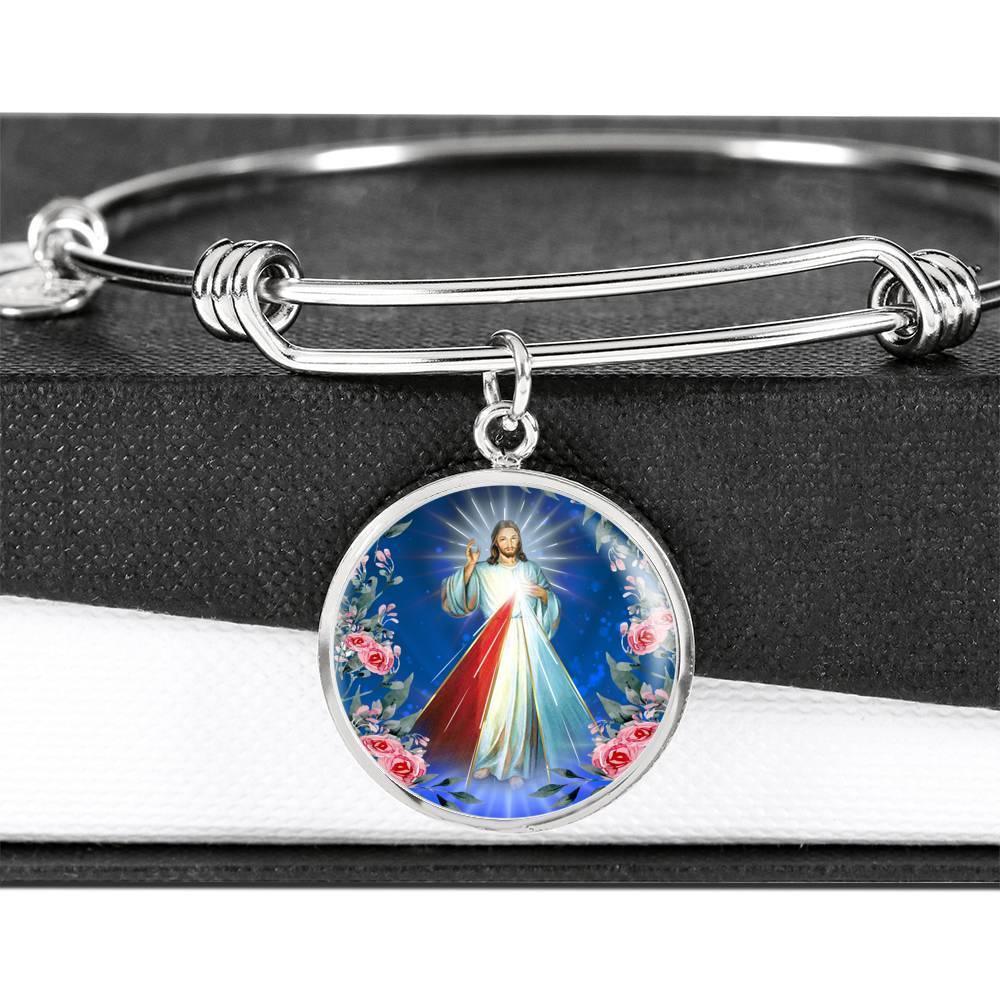 Divine Mercy Catholic Prayer Bracelet Bangle Bracelet Stainless Steel or 18k Gold" - Express Your Love Gifts