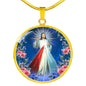Divine Mercy Catholic Prayer To Jesus Circle Necklace Stainless Steel or 18k Gold 18-22" - Express Your Love Gifts