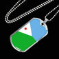 Djibouti Flag Necklace Djibouti Flag Stainless Steel or 18k Gold Dog Tag 24" - Express Your Love Gifts