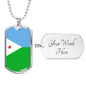 Djibouti Flag Necklace Djibouti Flag Stainless Steel or 18k Gold Dog Tag 24" - Express Your Love Gifts