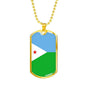 Djibouti Flag Necklace Djibouti Flag Stainless Steel or 18k Gold Dog Tag 24" - Express Your Love Gifts