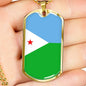 Djibouti Flag Necklace Djibouti Flag Stainless Steel or 18k Gold Dog Tag 24" - Express Your Love Gifts
