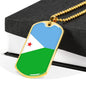 Djibouti Flag Necklace Djibouti Flag Stainless Steel or 18k Gold Dog Tag 24" - Express Your Love Gifts
