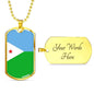 Djibouti Flag Necklace Djibouti Flag Stainless Steel or 18k Gold Dog Tag 24" - Express Your Love Gifts