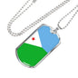 Djibouti Flag Necklace Djibouti Flag Stainless Steel or 18k Gold Dog Tag 24" - Express Your Love Gifts
