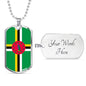 Dominica Flag Necklace Dominica Flag Stainless Steel or 18k Gold Dog Tag 24" - Express Your Love Gifts