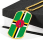 Dominica Flag Necklace Dominica Flag Stainless Steel or 18k Gold Dog Tag 24" - Express Your Love Gifts