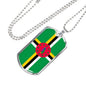 Dominica Flag Necklace Dominica Flag Stainless Steel or 18k Gold Dog Tag 24" - Express Your Love Gifts