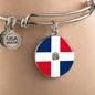 Dominican Flag Bracelet Dominican Flag Stainless Steel or 18k Gold Circle Bangle - Express Your Love Gifts