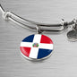 Dominican Flag Bracelet Dominican Flag Stainless Steel or 18k Gold Circle Bangle - Express Your Love Gifts