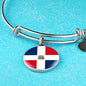 Dominican Flag Bracelet Dominican Flag Stainless Steel or 18k Gold Circle Bangle - Express Your Love Gifts