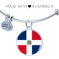 Dominican Flag Bracelet Dominican Flag Stainless Steel or 18k Gold Circle Bangle - Express Your Love Gifts