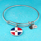Dominican Flag Bracelet Dominican Flag Stainless Steel or 18k Gold Circle Bangle - Express Your Love Gifts