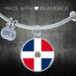 Dominican Flag Bracelet Dominican Flag Stainless Steel or 18k Gold Circle Bangle - Express Your Love Gifts