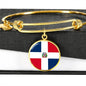 Dominican Flag Bracelet Dominican Flag Stainless Steel or 18k Gold Circle Bangle - Express Your Love Gifts