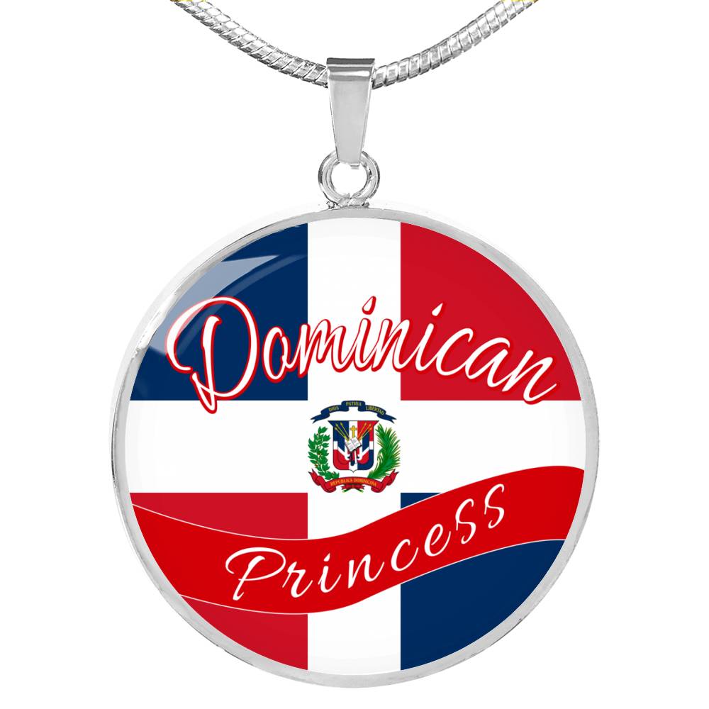 Dominican Princess Circle Pendant Necklace Stainless Steel or 18k Gold 18-22" - Express Your Love Gifts