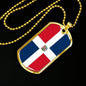 Dominican Republic Flag Necklace Stainless Steel or 18k Gold Dog Tag 24" - Express Your Love Gifts