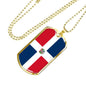 Dominican Republic Flag Necklace Stainless Steel or 18k Gold Dog Tag 24" - Express Your Love Gifts