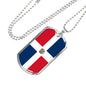 Dominican Republic Flag Necklace Stainless Steel or 18k Gold Dog Tag 24" - Express Your Love Gifts