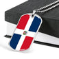 Dominican Republic Flag Necklace Stainless Steel or 18k Gold Dog Tag 24" - Express Your Love Gifts