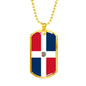 Dominican Republic Flag Necklace Stainless Steel or 18k Gold Dog Tag 24" - Express Your Love Gifts