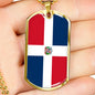 Dominican Republic Flag Necklace Stainless Steel or 18k Gold Dog Tag 24" - Express Your Love Gifts