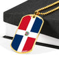 Dominican Republic Flag Necklace Stainless Steel or 18k Gold Dog Tag 24" - Express Your Love Gifts