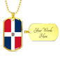 Dominican Republic Flag Necklace Stainless Steel or 18k Gold Dog Tag 24" - Express Your Love Gifts