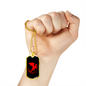 Dragon Black And Red Necklace Stainless Steel or 18k Gold Dog Tag 24" Chain-Express Your Love Gifts