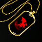 Dragon Black And Red Necklace Stainless Steel or 18k Gold Dog Tag 24" Chain-Express Your Love Gifts