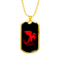 Dragon Black And Red Necklace Stainless Steel or 18k Gold Dog Tag 24" Chain-Express Your Love Gifts