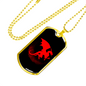 Dragon Black And Red Necklace Stainless Steel or 18k Gold Dog Tag 24" Chain-Express Your Love Gifts