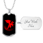 Dragon Black And Red Necklace Stainless Steel or 18k Gold Dog Tag 24" Chain-Express Your Love Gifts