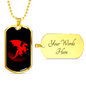 Dragon Black And Red Necklace Stainless Steel or 18k Gold Dog Tag 24" Chain-Express Your Love Gifts