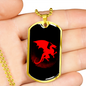 Dragon Black And Red Necklace Stainless Steel or 18k Gold Dog Tag 24" Chain-Express Your Love Gifts