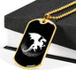 Dragon Black And White Necklace Stainless Steel or 18k Gold Dog Tag 24" Chain-Express Your Love Gifts